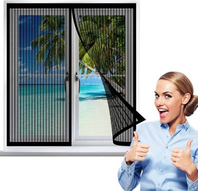 Fliegengitter Fenster 100x120cm Schwarz Insektenschutz Mückennetz mit Verschluss
