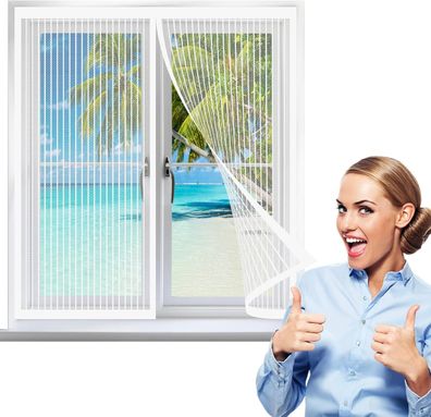 Fliegengitter Fenster 90x120cm Weiß Insektenschutz Mückennetz mit Verschluss