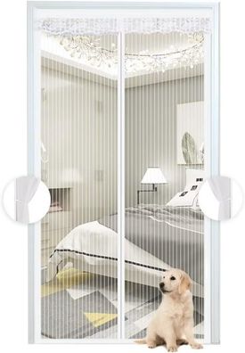 Fliegennetz Fenster Magnet 80x210cm, Klettband, Klebmontage, Weiß