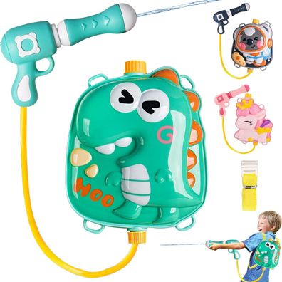 Rucksack Wasserpistole Kinder, Einhorn Motiv, 2000ml Reichweite 8m, Dino Design