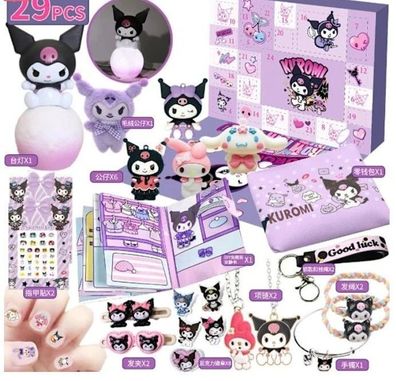 29pcs Mädchen-Adventskalender 2025 - Adventskalender-Zubehör, WeihnachtsschmuckKuromi