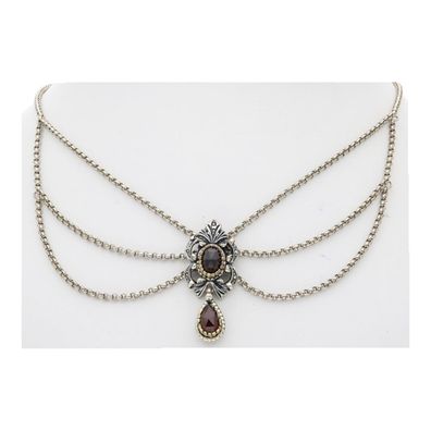 JuwelmaLux Trachten Collier echt Silber mit Granat JL30-05-5119