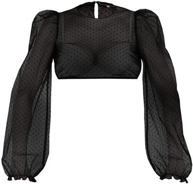 Dirndlbluse Kinding Langarm Puffarm schwarz