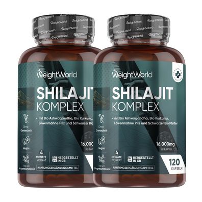 WeightWorld Shilajit Komplex 16.000mg - 120 vegane Kapseln für 4 Monate Vorrat 2 Pack