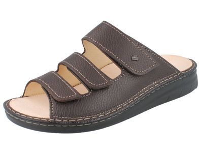 FINN Comfort Mataro Herren Pantolette Hausschuhe braun genarbtes Glattleder