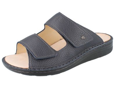 FINN Comfort Paterna Herren Pantolette Hausschuhe blau navy genarbtes Glattleder