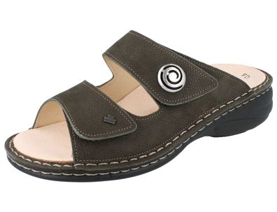 FINN Comfort Colina Damen Pantolette Hausschuhe olive grün Nubukleder