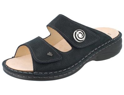 FINN Comfort Colina Damen Pantolette Hausschuhe Wechselfußbett blau Nubukleder