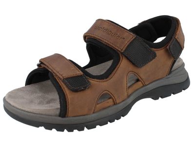 Waldläufer H-Taro Herren Klett Sandale braun schwarz Glattleder Textil