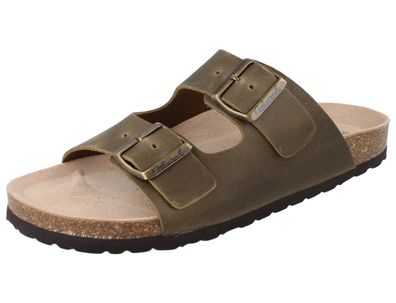 Natural SENSE Damen Pantoletten Schlupfschuhe Hausschuhe Sommerschuhe grün Leder