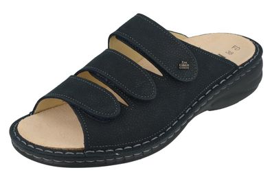 FINN Comfort Hellas Damen Pantolette Hausschuhe dunkelblau genarbtes Nubukleder