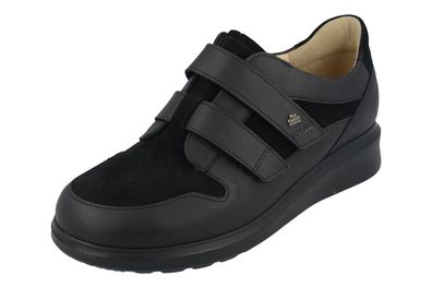 FINN Comfort Telde Damen Halbschuhe mit Klettverschlüssen schwarz Glatt- und Nubukled