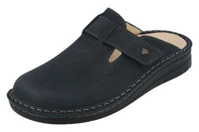FINN Comfort Petare Damen Herren Clogs Hausschuhe dunkelblau genarbtes Nubukleder