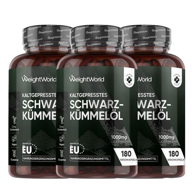 Schwarzkümmelöl kaltgepresst (Nigella sativa) - 180 Vegane kapseln - 3 Packungen