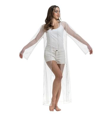 Mesh Jacke Sommer Festival lang weiß