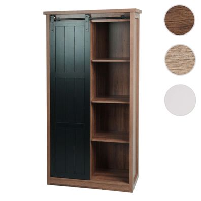 Schrank HWC-K75, Kommode Highboard, Schiebetüre 8 Staufächer, Holz-Optik Industrial