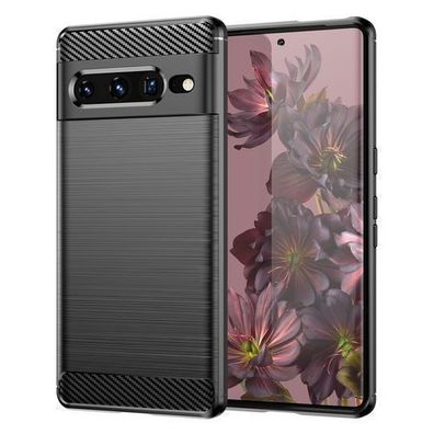 Google Pixel 7 Pro Hülle, flexibles Carbon-Case, schwarz