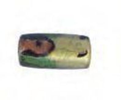 Glas-Perle "Rolle" - Gold-bunt - 20 x 8 mm