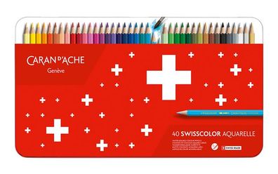 Caran d'Ache Swisscolor Aquarelle Buntstifte in Metallbox - 40er