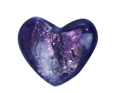 Glas-Perle "Herz" - brombeer gelüstert - 23 mm Durchmesser