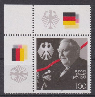BRD 1997 postfrisch Ecke oben links MiNr. 1904. 100. Geburtstag von Dr. Ludwig Erhard