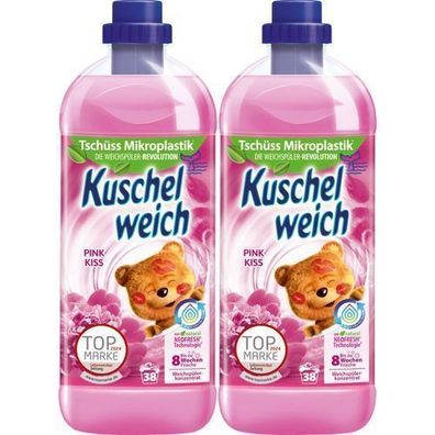 Kuschelweich Pink Kiss Weichspüler 2x1 l - Sanfte und duftende Pflege