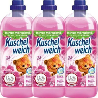 Kuschelweich Pink Kiss Weichspüler, 3x1 l - Duft und Frische