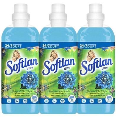 Softlan Weichspüler Tropische Frische, 3x650 ml - Duft von exotischen Früchten
