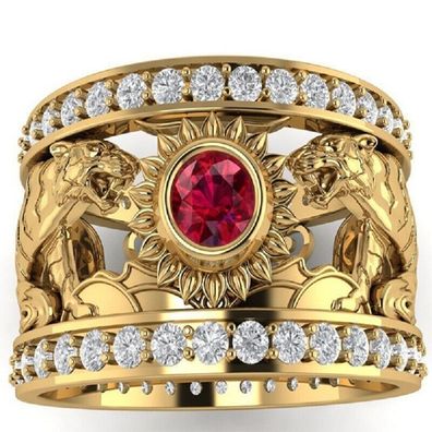 Tiger Ring, Tier Ring, Unisex Ring, irkonia Ring/ vergoldet (CM100725)