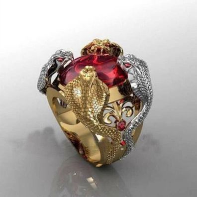 Unisex Ring/Schlangen Cobra Ring/ Zirkonia Ring/vergoldet(HR100725)