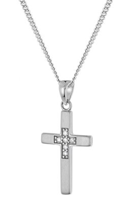 trendor Schmuck Kreuz 18 mm Weißgold 333 (8 Kt) mit Silber-Halskette 28594