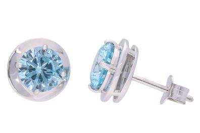 trendor Schmuck Damen-Ohrringe 925 Silber Zirkonia-Ohrstecker Hellblau 28795-03