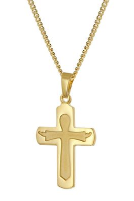 trendor Schmuck Kreuz-Anhänger Gold 333 / 8 Kt. + Goldplattierte Silber-Kette 28598