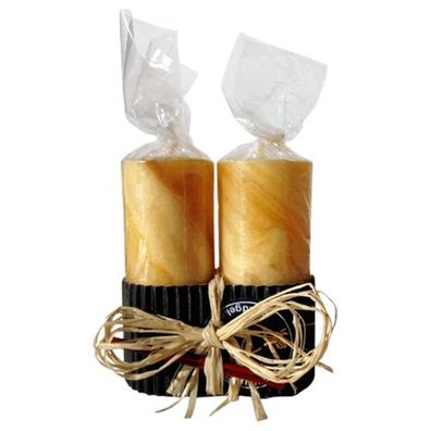 Handgeknetete Stumpenkerze Duo 2er Set natur (80x30mm)