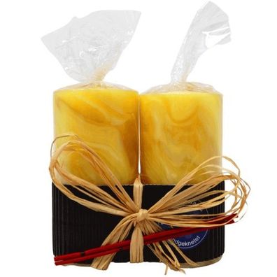 Handgeknetete Stumpenkerze Duo 2er Set natur (100x50mm)