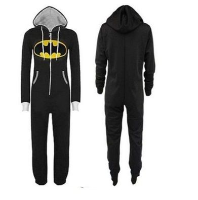 Unisex Batman One-Piece Hooded Pyjama Winter Superman Cosplay Schlafanzug