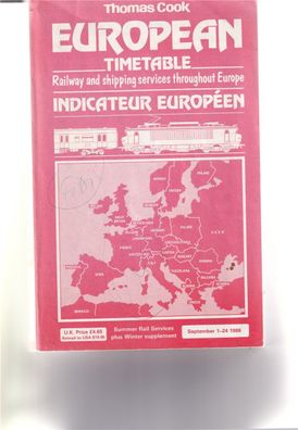 Thomas Cook European Timetable Sept. 1-24 1988 (L-154)