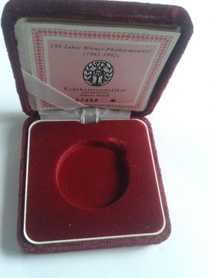 Etui und Zertifikat für 100 Schilling 1992 Johann Strauss. Gold - NO coin 1000 ÖS