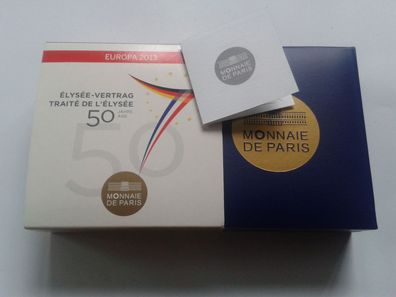 Etui Zertifikat Umverpackung für 200 euro 2013 Frankreich Elysee Vertrag 1 Unze Gold