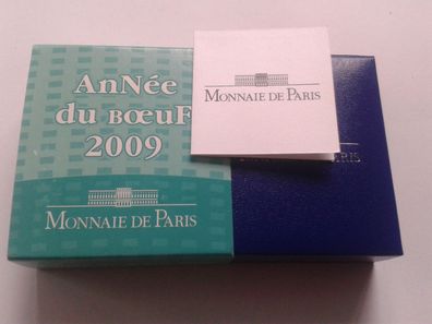 Etui Zertifikat Umverpackung für 50 euro 2009 Frankreich Ochse 1/4 Unze Gold