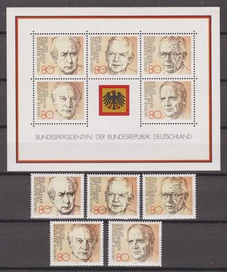 BRD 1982 postfrisch MiNr. 11156-1160 + lock 18 Bundespräsidenten
