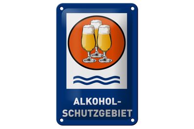 Blechschild 18 x 12 cm Bier Schutzgebiet Biergläser