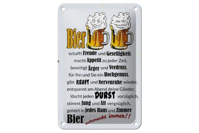 Blechschild 18 x 12 cm Bier schmeckt immer Freude