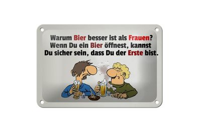 Blechschild 18 x 12 cm Warum Bier besser ist als Frauen