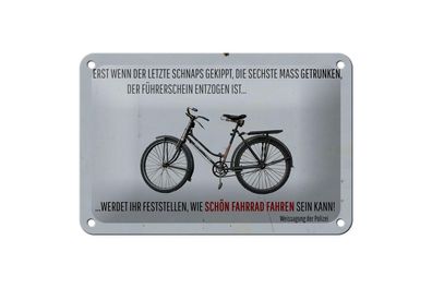 Blechschild 18 x 12 cm Wenn der letzte Schnaps gekippt - Fahrrad fahren