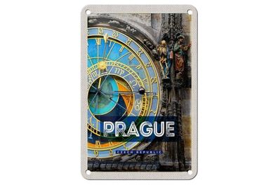 Blechschild 18 x 12 cm Prag Prague Rathausuhr Tschechien