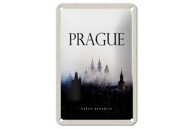 Blechschild 18 x 12 cm Prag Prague Nebel Poster