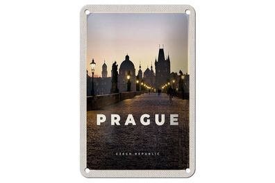 Blechschild 18 x 12 cm Prag Prague Tschechien Sonnenuntergang