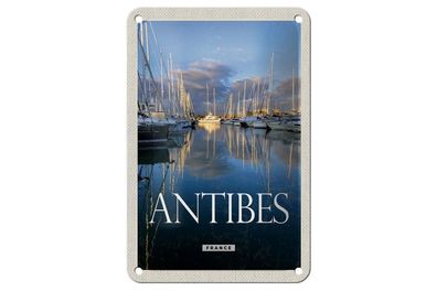 Blechschild 18 x 12 cm Frankreich Antibes France Jachten Meer