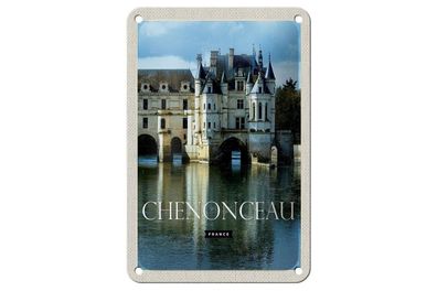 Blechschild 18 x 12 cm Frankreich Retro Chenonceau France Schloss